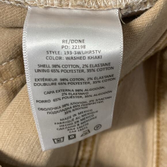 RE/DONE Originals 70s Ultra High Rise Stove Pipe In Washed Khaki - Picture 4 of 12